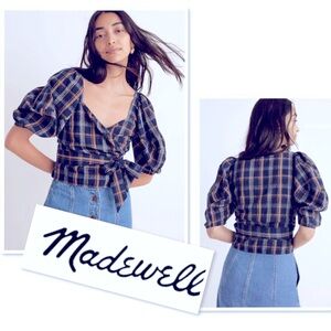 Madewell Sweetheart Wrap Top in Plaid Size XXS